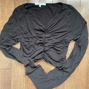 Black top with V-neckline